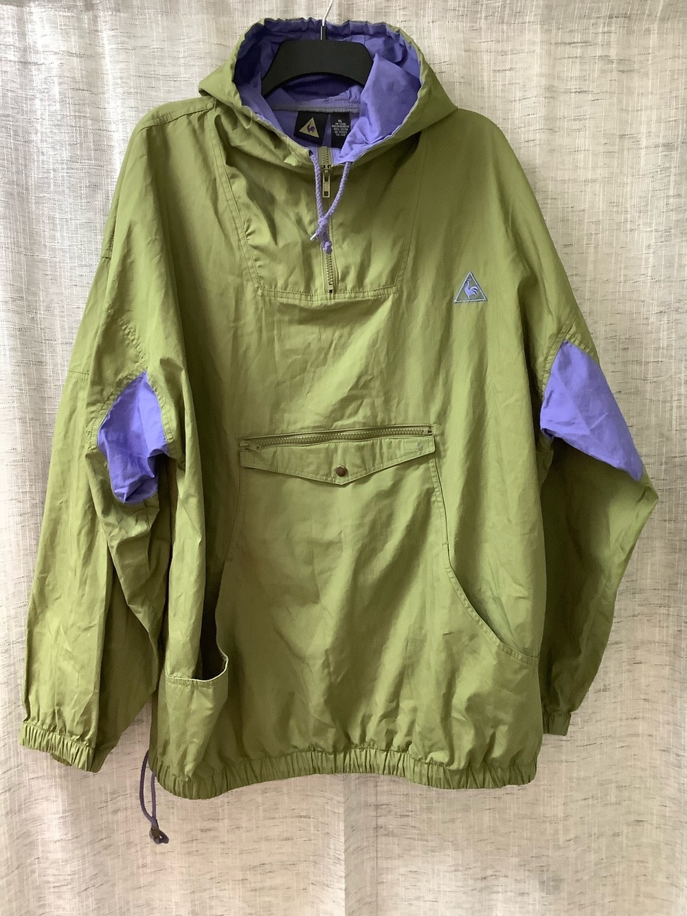 VNTG Le Coq Sportif Unisex XL Outdoor water repellant hooded parka, apple green